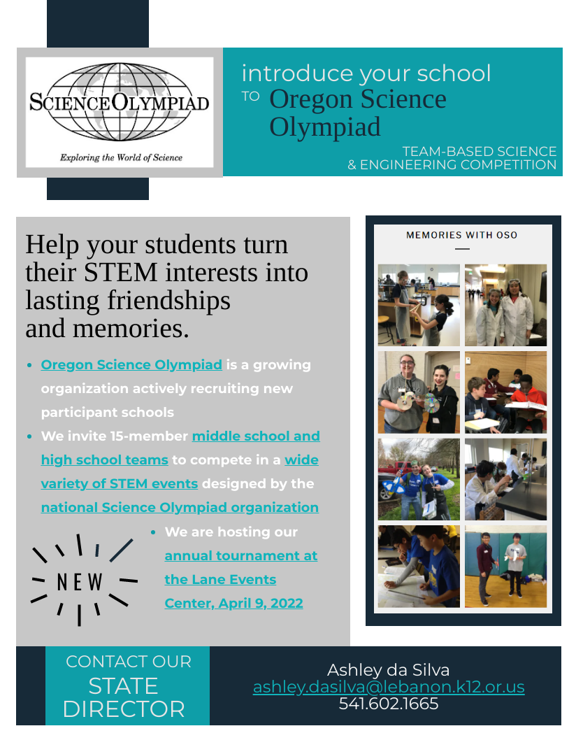 Informational Handouts Oregon Science Olympiad